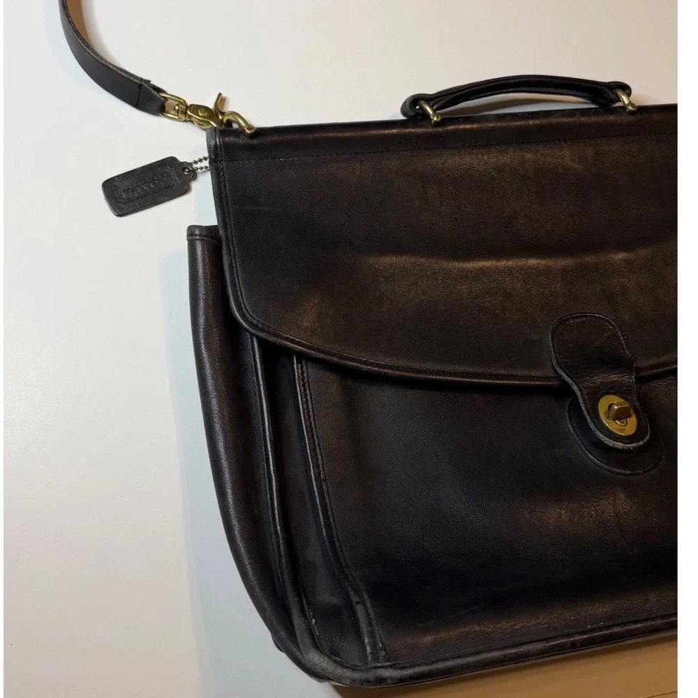 Vintage Coach Beekman Briefcase Black Leather Messenger Bag 041-4133 USA Made